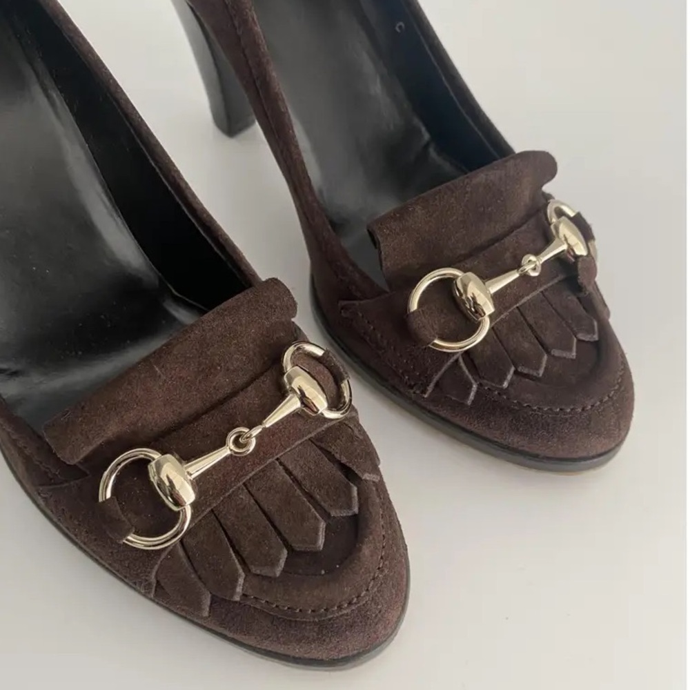 Gucci women’s brown suede high heels shoes, Size EU 39, US 8 - Picture 11 of 15
